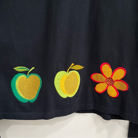 Michael Simon "lite" Black Cardigan Jacket Embroidered Fruit Novelty Print Large - Picture 8 of 8